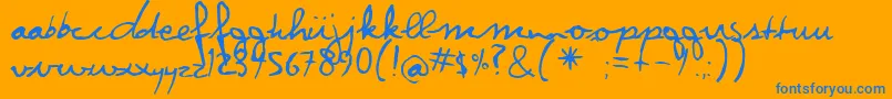 Violatio-Schriftart – Blaue Schriften auf orangefarbenem Hintergrund