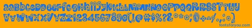 Saiba mais sobre a fonte Bendit ffy Fonte Bendit ffy – fontes azuis em um fundo laranja