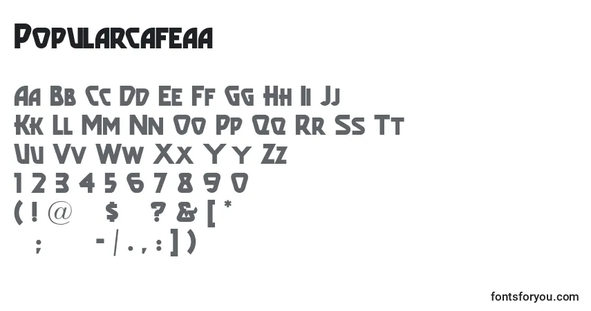 Czcionka Popularcafeaa – alfabet, cyfry, specjalne znaki