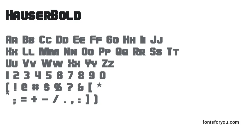 HauserBold-fontti – aakkoset, numerot, erikoismerkit