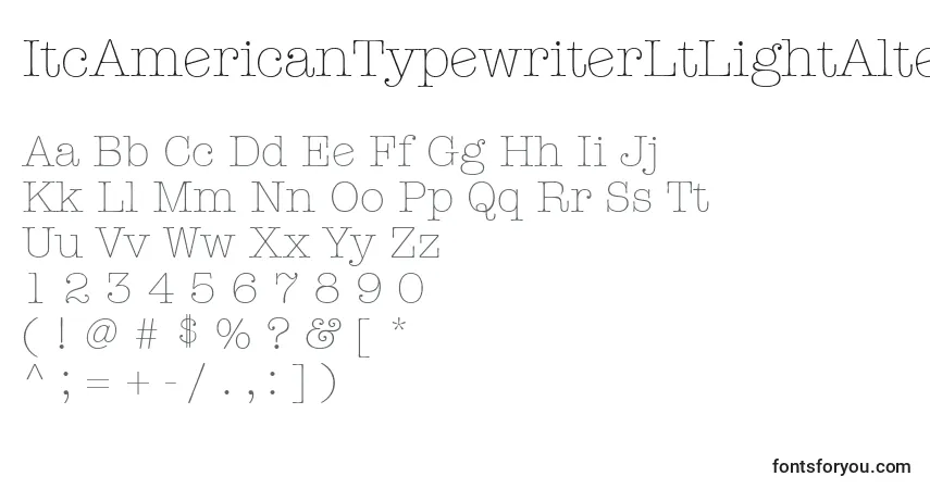 ItcAmericanTypewriterLtLightAlternateフォント–アルファベット、数字、特殊文字