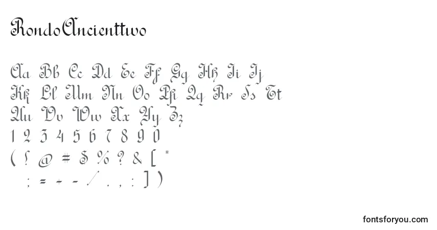 Czcionka RondoAncienttwo – alfabet, cyfry, specjalne znaki