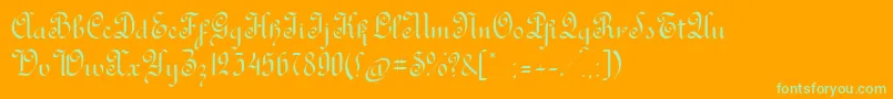 RondoAncienttwo-Schriftart – Grüne Schriften auf orangefarbenem Hintergrund