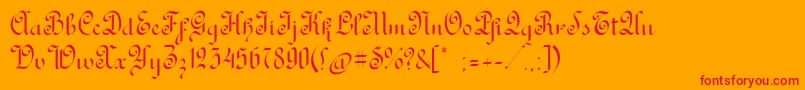 RondoAncienttwo-Schriftart – Rote Schriften auf orangefarbenem Hintergrund