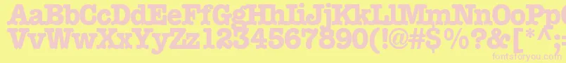 Boccitext13RegularTtext-fontti – vaaleanpunaiset fontit keltaisella taustalla