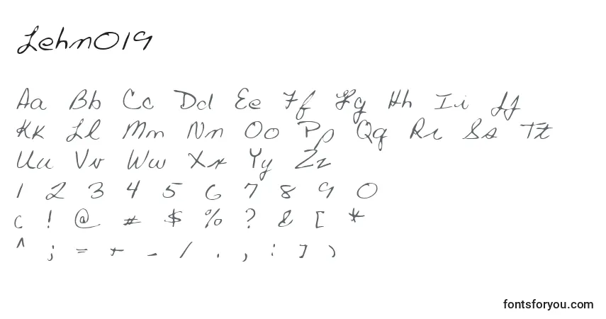 Czcionka Lehn019 – alfabet, cyfry, specjalne znaki