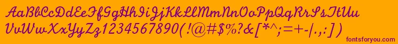 Monolinescriptmtstd-Schriftart – Violette Schriften auf orangefarbenem Hintergrund