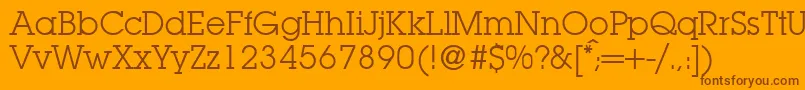 LubbersRegularDb-Schriftart – Braune Schriften auf orangefarbenem Hintergrund