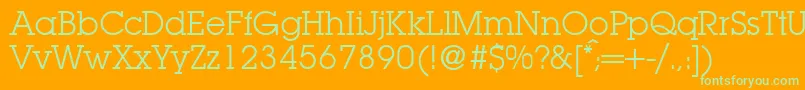 LubbersRegularDb-Schriftart – Grüne Schriften auf orangefarbenem Hintergrund