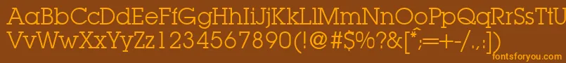 LubbersRegularDb-Schriftart – Orangefarbene Schriften auf braunem Hintergrund