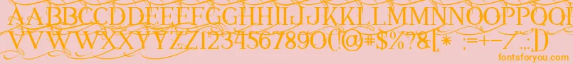 Annabel1-Schriftart – Orangefarbene Schriften auf rosa Hintergrund