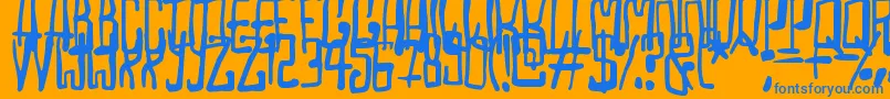 Madhouse Font – Blue Fonts on Orange Background