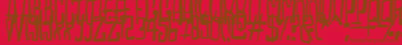 Madhouse-Schriftart – Braune Schriften auf rotem Hintergrund