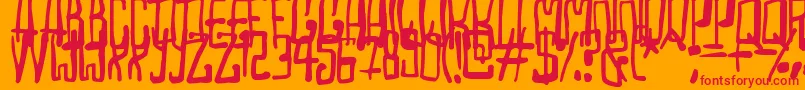 Madhouse-Schriftart – Rote Schriften auf orangefarbenem Hintergrund