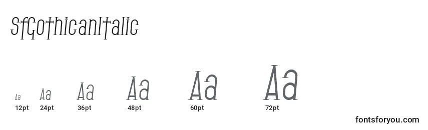 Размеры шрифта SfGothicanItalic