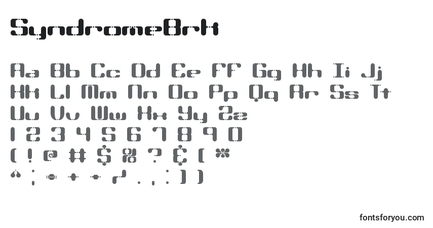 Schriftart SyndromeBrk – Alphabet, Zahlen, spezielle Symbole