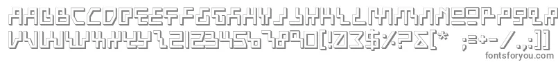 Beam3D-fontti – harmaat kirjasimet valkoisella taustalla