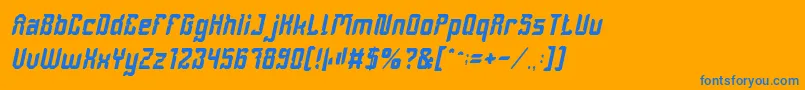 DayakShieldItalic-Schriftart – Blaue Schriften auf orangefarbenem Hintergrund