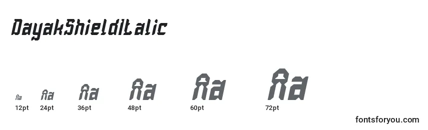 Größen der Schriftart DayakShieldItalic