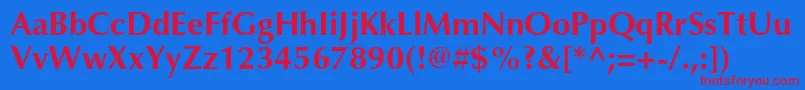 OptimaltstdBold Font – Red Fonts on Blue Background