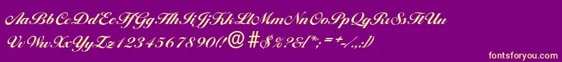 BallantinesserialXboldRegular-fontti – keltaiset fontit violetilla taustalla