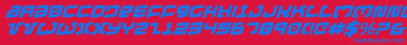 フォントExedorero – 赤い背景に青い文字