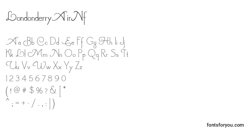 Czcionka LondonderryAirNf – alfabet, cyfry, specjalne znaki