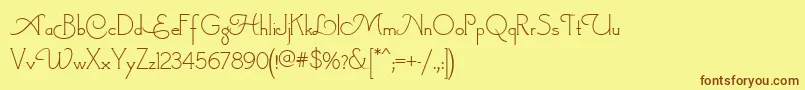 フォントLondonderryAirNf – 茶色の文字が黄色の背景にあります。