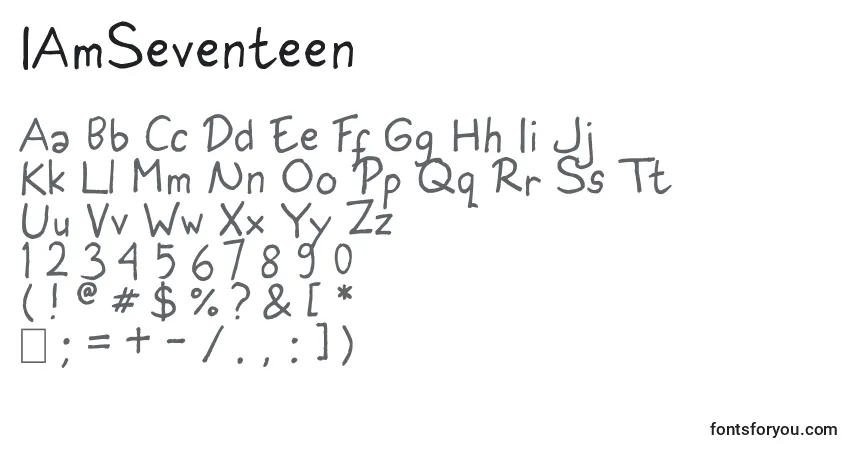 Schriftart IAmSeventeen – Alphabet, Zahlen, spezielle Symbole