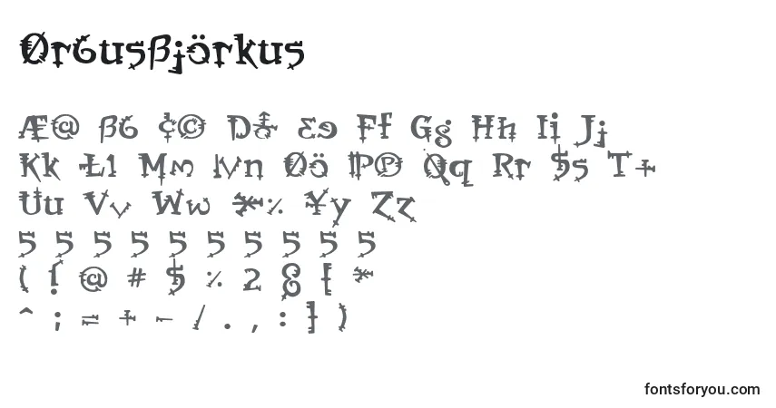 Fuente OrbusBjorkus - alfabeto, números, caracteres especiales