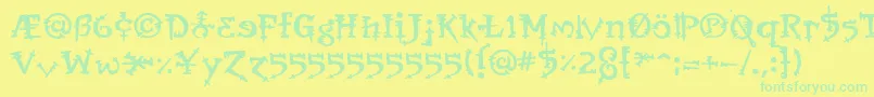OrbusBjorkus-fontti – vihreät fontit keltaisella taustalla