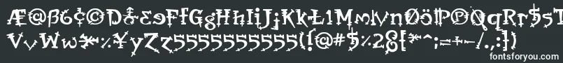 OrbusBjorkus-fontti – valkoiset fontit mustalla taustalla