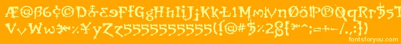 Czcionka OrbusBjorkus – żółte czcionki na pomarańczowym tle
