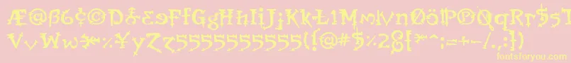 OrbusBjorkus-Schriftart – Gelbe Schriften auf rosa Hintergrund