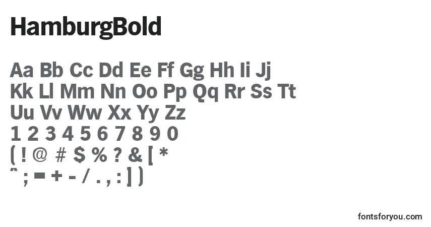 Czcionka HamburgBold – alfabet, cyfry, specjalne znaki