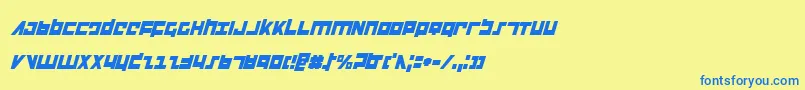 FlightCorpsCondensedItalic Font – Blue Fonts on Yellow Background