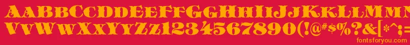 フォントAkmeistDecor – 赤い背景にオレンジの文字