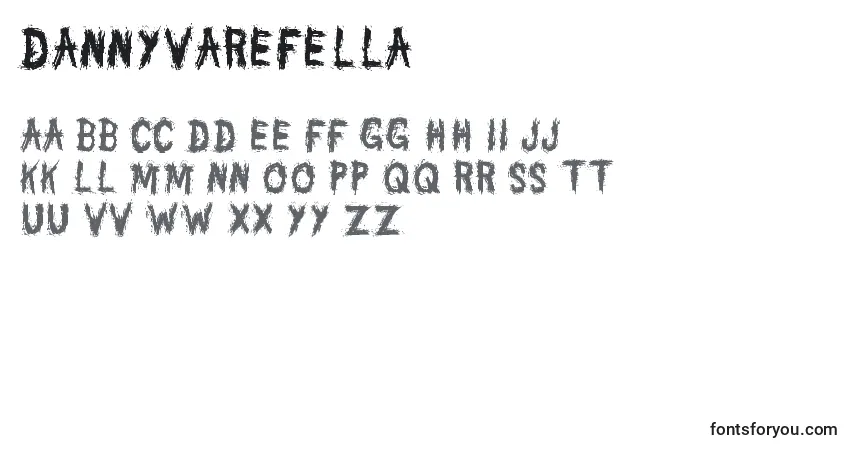 Schriftart DannyVarefella – Alphabet, Zahlen, spezielle Symbole