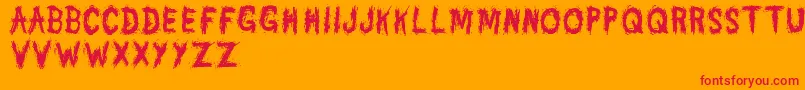 DannyVarefella-Schriftart – Rote Schriften auf orangefarbenem Hintergrund