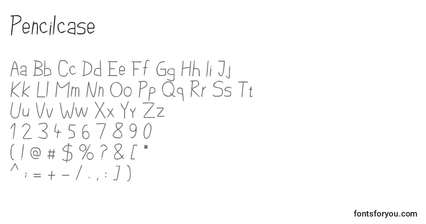 A fonte Pencilcase – alfabeto, números, caracteres especiais