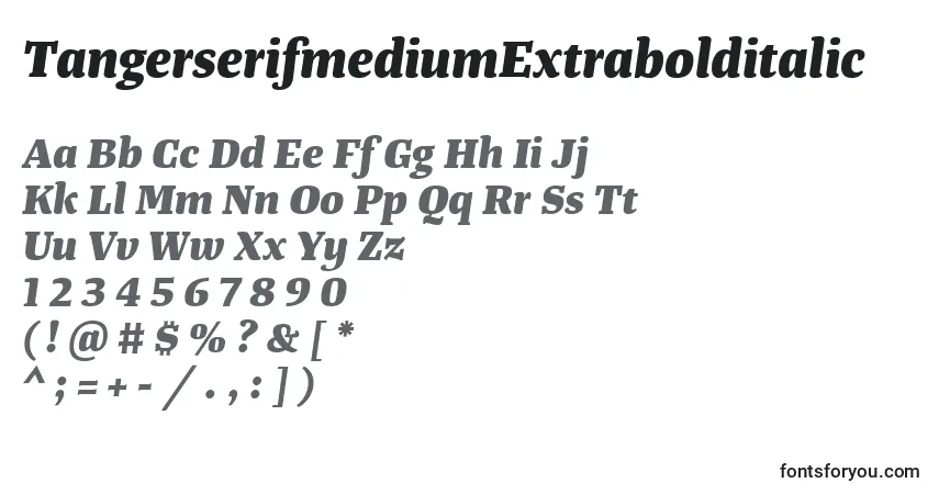 A fonte TangerserifmediumExtrabolditalic – alfabeto, números, caracteres especiais