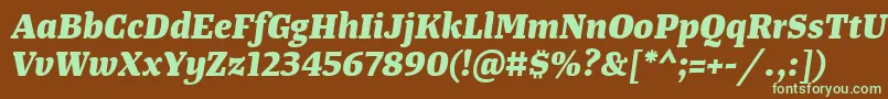 TangerserifmediumExtrabolditalic Font – Green Fonts on Brown Background