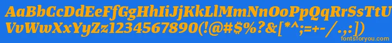 TangerserifmediumExtrabolditalic Font – Orange Fonts on Blue Background