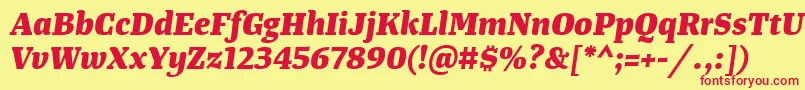 TangerserifmediumExtrabolditalic Font – Red Fonts on Yellow Background