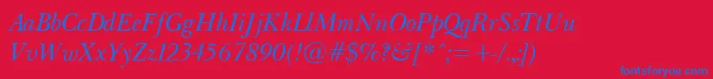 BaskervilleLightItalic Font – Blue Fonts on Red Background
