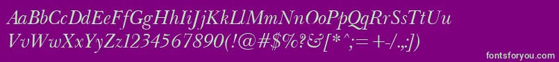 BaskervilleLightItalic Font – Green Fonts on Purple Background