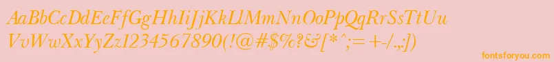BaskervilleLightItalic Font – Orange Fonts on Pink Background