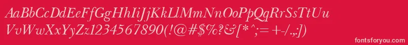BaskervilleLightItalic Font – Pink Fonts on Red Background