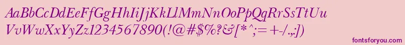 BaskervilleLightItalic Font – Purple Fonts on Pink Background
