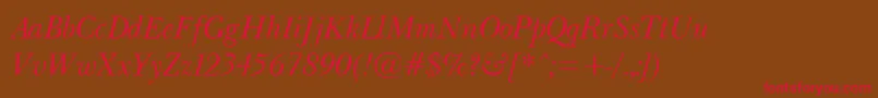 BaskervilleLightItalic Font – Red Fonts on Brown Background